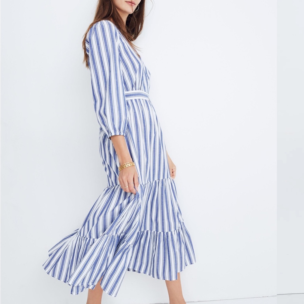 Madewell Blue and White Striped Maxi Dress